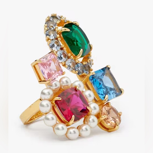 Kate Spade Victoria Cluster Cocktail Ring Size 9 NWT - Picture 2 of 8
